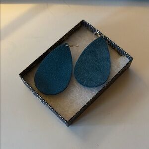 Nickel & Suede Medium Teal Drop Earrings